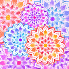 Flower spring colorful background in watercolors