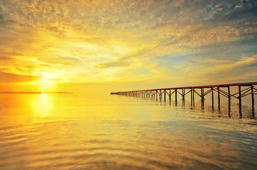Fototapeta na wymiar Beautiful Sunrise view at fisherman jetty