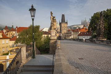 Fototapeta na wymiar Charles bridge early morning, Prague, Czech Republic