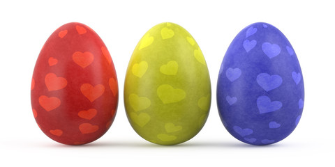 colorful easter eggs isolated on white background