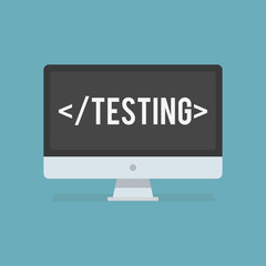 Software testing flat icon. Software testing vector illustration. Flat design. Software testing successful. Being software tested