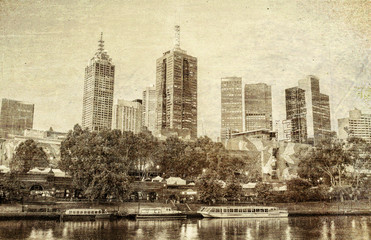 Vintage panorama of Melbourne, Australia
