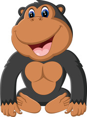 illustration of cute gorilla cartoon