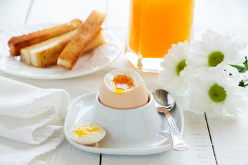 Boiled egg for breakfast.