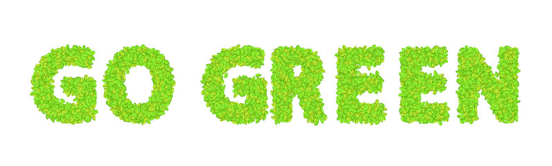 vector word go green with leaves on a white