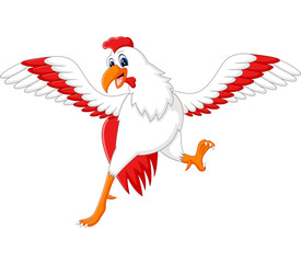illustration of Cute rooster cartoon presenting