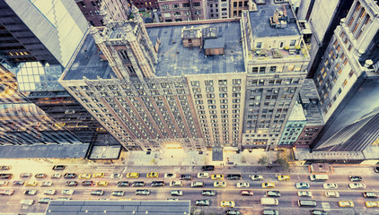 Fototapety  Archiwalne zdjęcie ulic Nowego Jorku z dachu