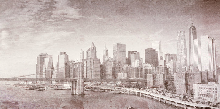 Vintage view of New York City skyline