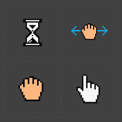 Obraz premium Pixel colorful cursors icons on black.Vector Illustration. 