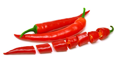 Red chili peppers cut into slices