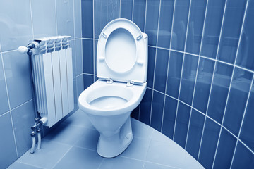 Washroom in purple color.