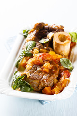 Osso buco beef with vegetables, Italien style
