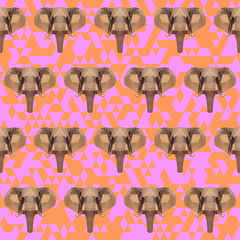abstract geometric polygonal elephant seamless pattern background