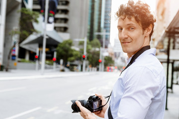 Male photographer taking picture