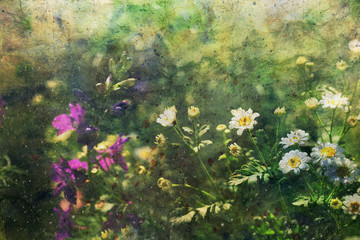 watercolor artwork with blooming flowers © abigail210986