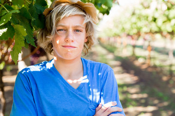 Boy in vineyard