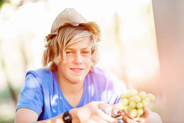 Boy in vineyard