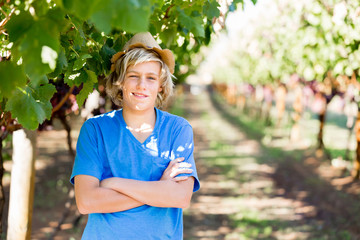 Boy in vineyard