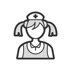 woman nurse icon, old clothe style