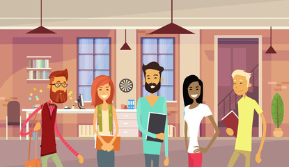 People Group In Modern Business Office, University Students