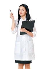 Female doctor holding a clipboard