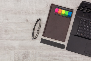 Office Set: diary, notebook and glasses
