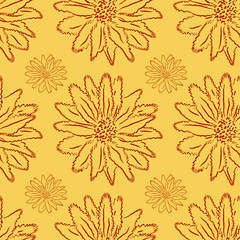 Floral ornament on a light background, seamless pattern.