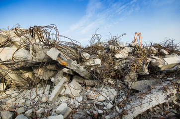 Rubble and scrap after demolition