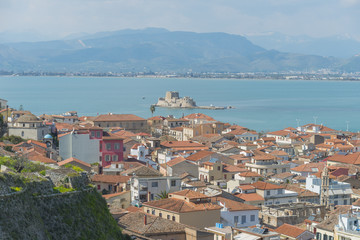 Fototapeta na wymiar Panoramic view of the old town in Nafplio, Greece.