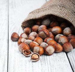 organic hazelnuts in bag
