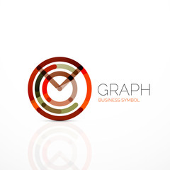 Fototapeta premium Abstract logo idea, linear chart or graph business icon. Creative vector logotype design template