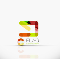 Logo flag, abstract linear geometric business icon