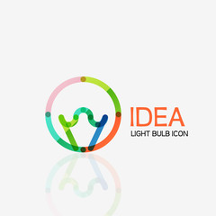 Logo, vector light bulb abstract linear geometric business icon. Idea concept