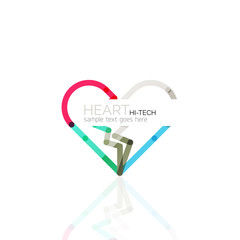 Logo love heart, abstract linear geometric business icon