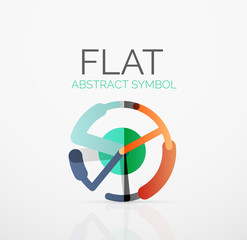 Logo - abstract minimalistic linear flat design. Business hi-tech geometric symbol, multicolored segments lines