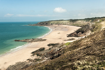 Landscape of rocky Atlantic coast of Normandy. France
