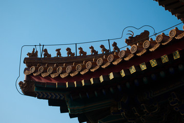 Fototapeta na wymiar animals roof summer palace beijing