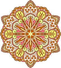 Abstract vector color round lace design - mandala, ethnic decora