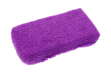 Purple microfiber sponge isolated on a white background.