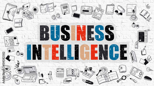 "Multicolor Concept - Business Intelligence - on White Brick Wall with