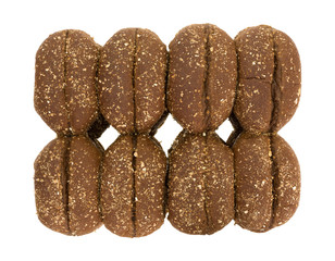 Multi-grain rolls isolated on a white background top view.
