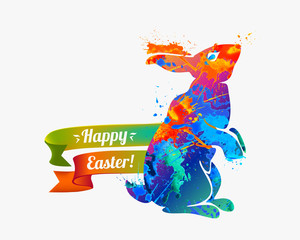 Happy Easter card. Easter bunny. Christian holiday