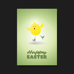 Easter Greeting Card, Flyer, Cover Background Template Design With Funny Small Chicken