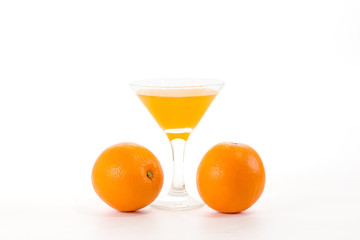 fresh natural juice from the orange into a glass