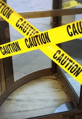 Obraz premium Yellow tape barring the way out