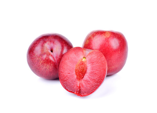  red plum isolated on white background