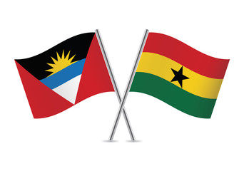 Antigua and Barbuda and Ghanaian flags. Vector illustration.