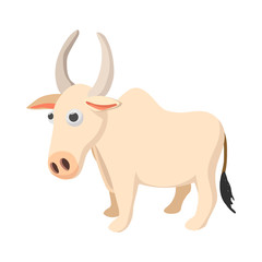 Indian cow icon, cartoon style