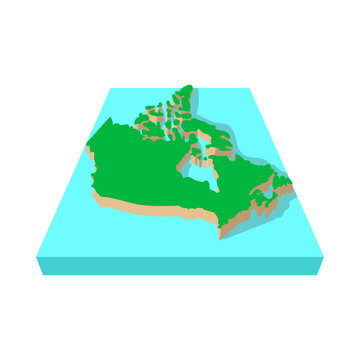 Canada Map Icon, Cartoon Style 