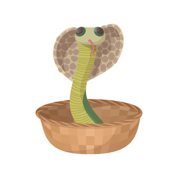 Cobra snake coming out of a basket icon